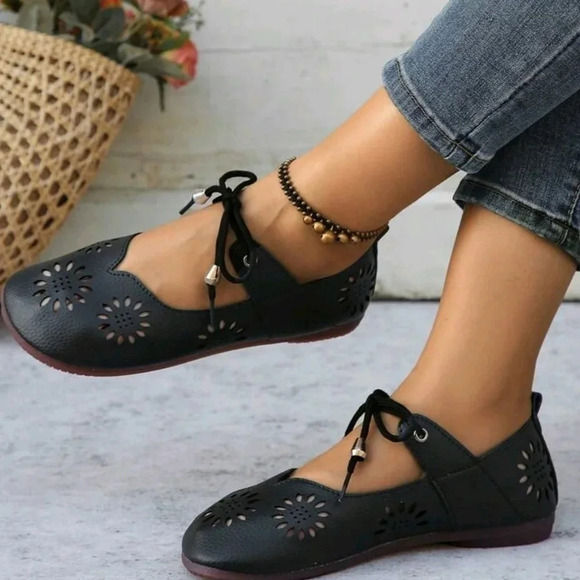 Flat Sandals With Round Toe, Breathable One-Step Buckle Women Shoes - Picture 2 of 6